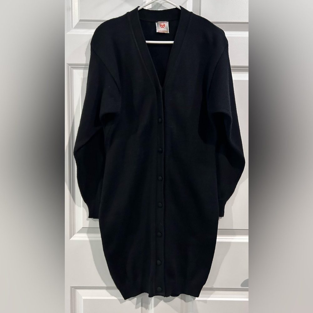 Stefanel Wool Infused Cardigan Sweater Size M Fitted‎ Long Line Holiday Italy